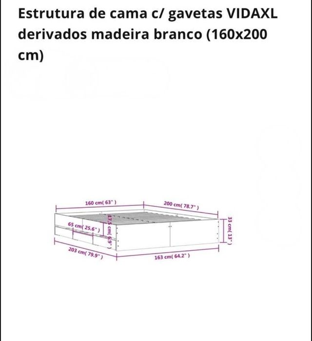 Cama c/ cavetas + colchão