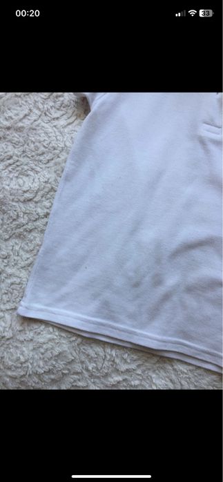 Koszulka biała z kołnierzykiem polo kwiatuszki elegancka 110cm 5-6 lat