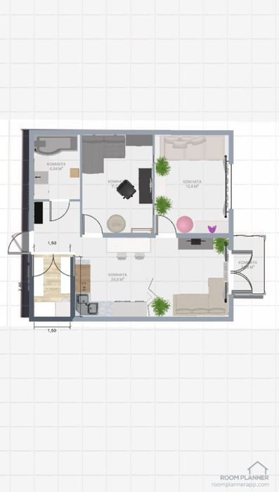 Квартира Kokos Avenue 62 м² от хозяина Южный/с мебелью/без мебели/торг