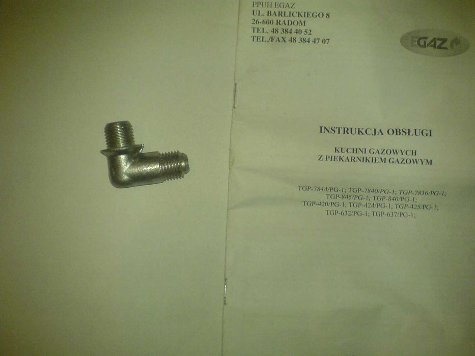 Kuchnia gazowa propan-butan EGAZ: reduktor, dysze, kolanko do palnika