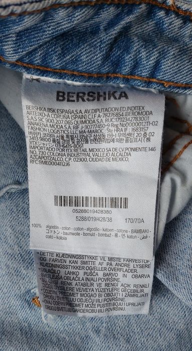 Bershka r.38 jasne jeansy cargo, kieszenie boczne, 100% bawełna