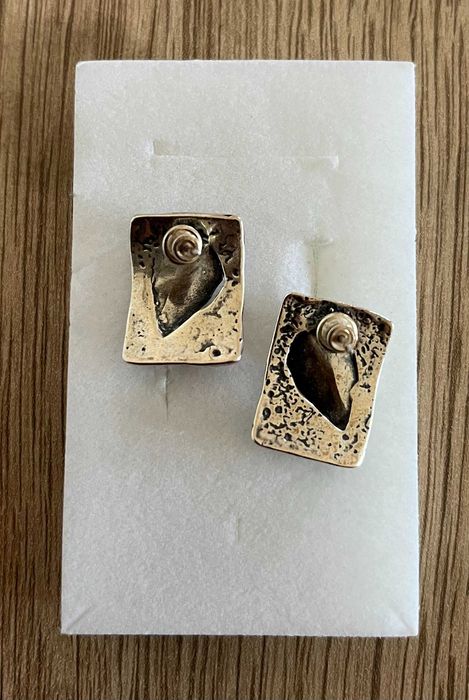 Kolczyki liść liście 3d geometryczne srebro oksydowane pr925