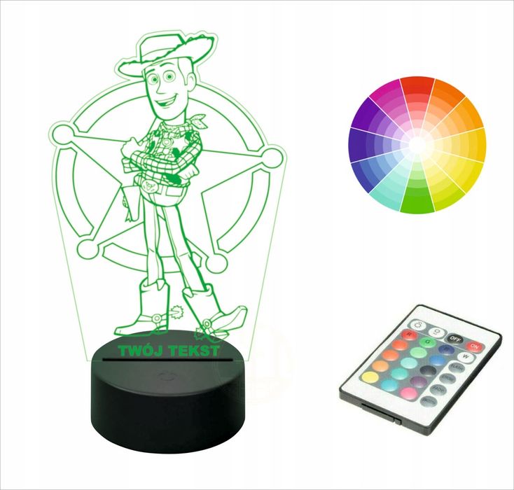 Lampka nocna prezent 3D LED imię TOY STORY chudy