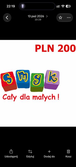 Karta podarunkowa smyk 200