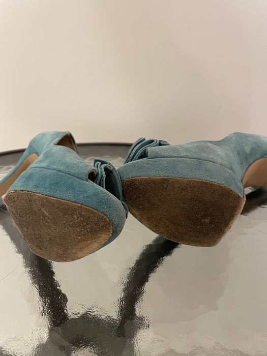 Buty na obcasie turkusowe