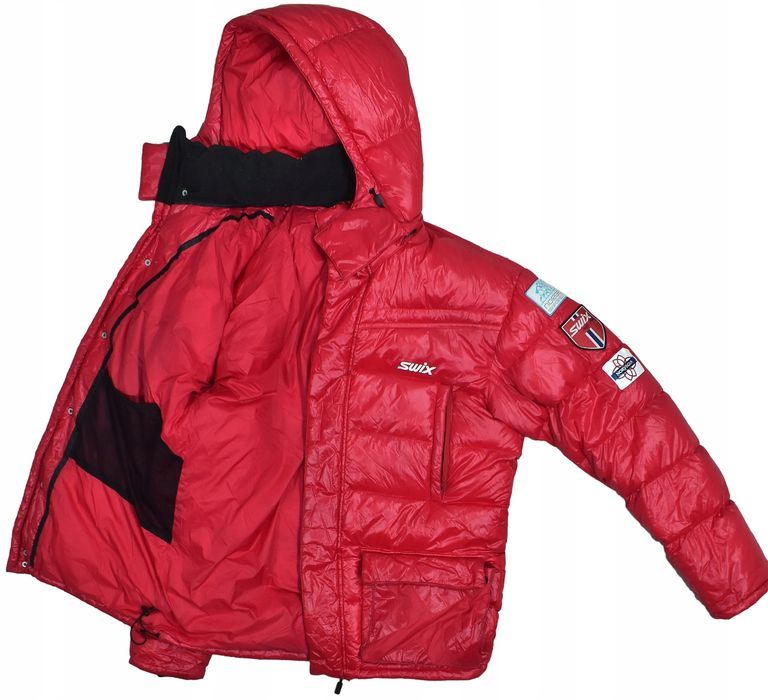 Swix Czerwona Puchowa Kurtka Męska Parka Zimowa Xl