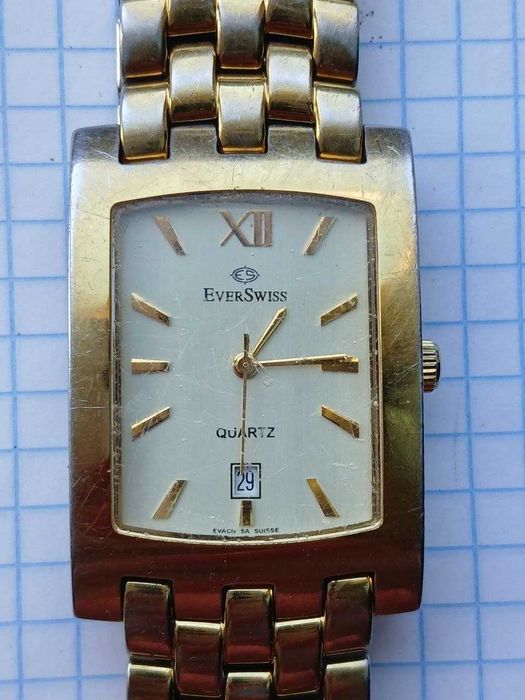 Вінтажний швейцарський чоловічий годинник EverSwiss 4508-GGS Таnk