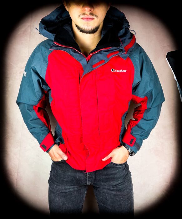 (S) Berghaus Gore-Tex Czerwona Ocieplana Zimowa Męska Kurtka z Nylonu