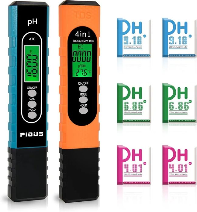 Pious Tester ph basenu 4 w 1 z temperaturą TDS EC dla hydroponiki Test