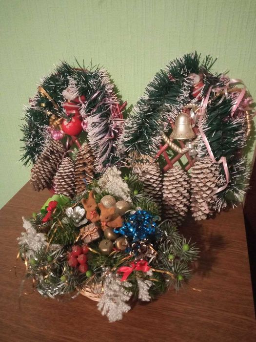 Новорічний вінок кошик