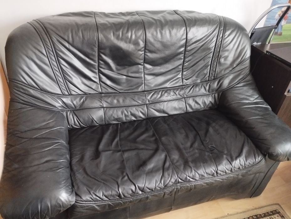 Sofa skórzana czarna