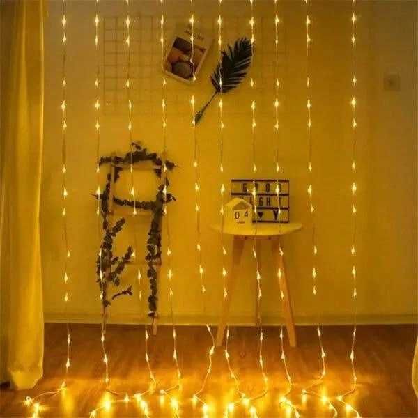 Гирлянда штора 3 на 2 метра Теплый цвет