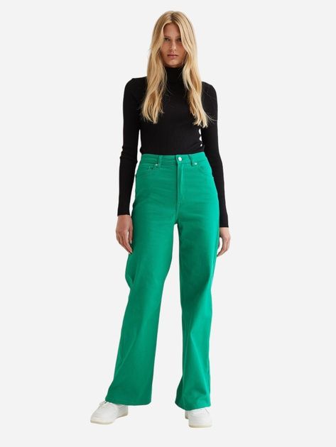 Штани жіночі зелені / брюки / джинси стрейч H&M / палацо / кльош