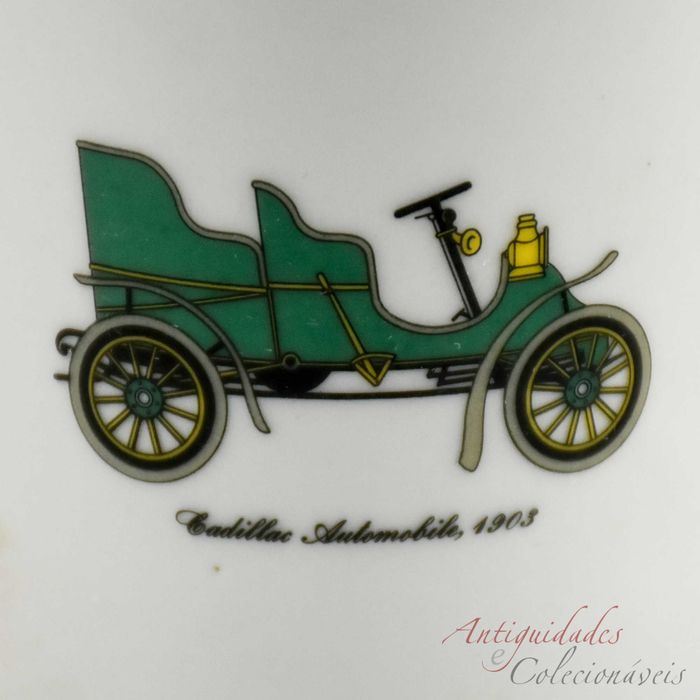 Caixa redonda porcelana Artibus decoração carros antigos