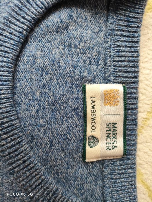 Sweter męski Marks&Spencer wełna jagnieca