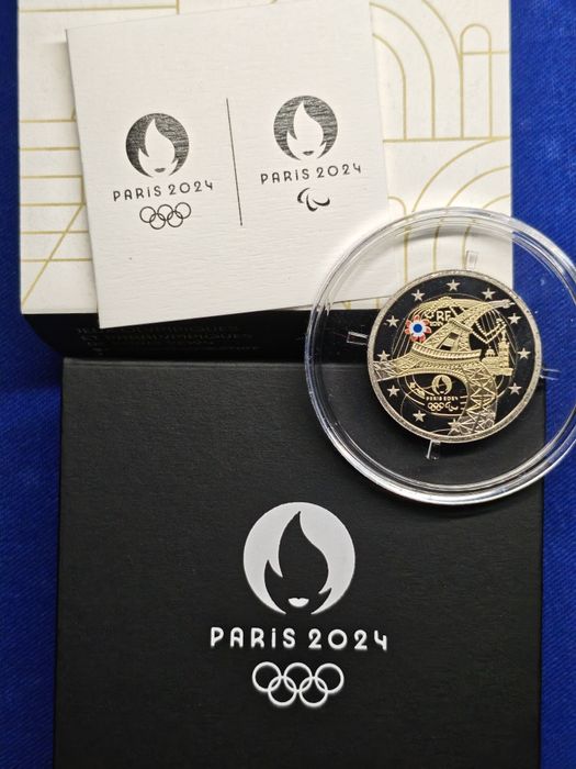 PROOF COLORIDA Moeda 2€ Jogos Olímpicos França Paris 2024