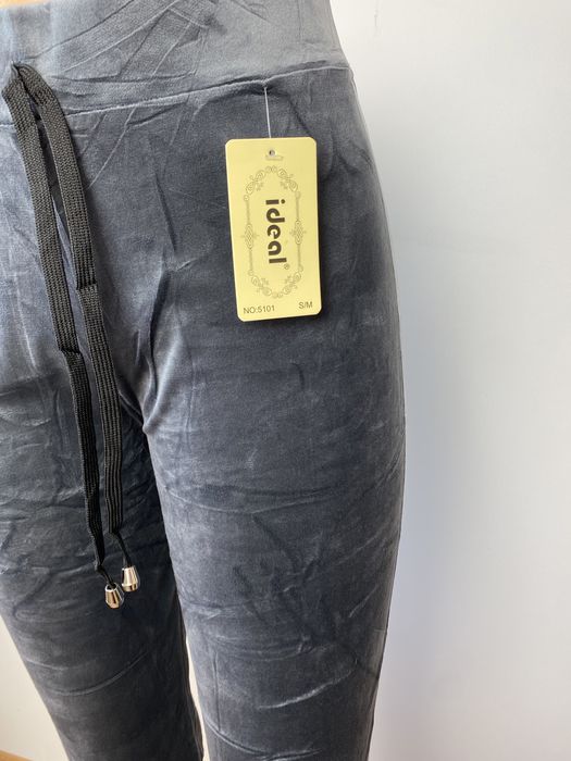 Dresy welurowe z lampasami S/M szare welur dres