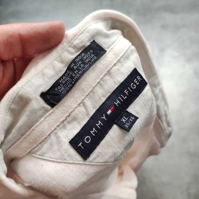 MĘSKA PREMIUM Koszula Letnia Krótki Rękaw Tommy Hilfiger LEN Lniana