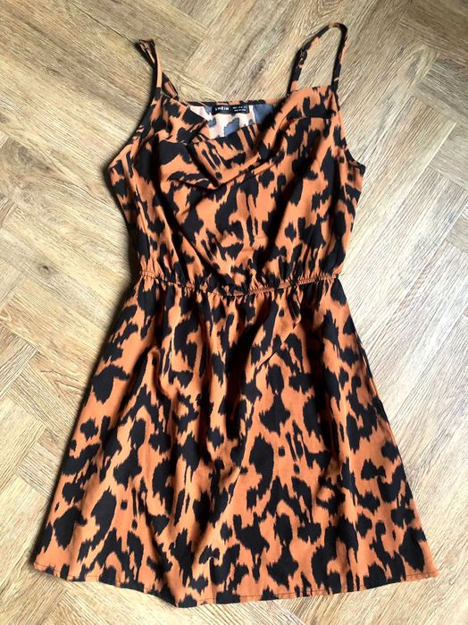 Shein luźna letnia sukienka koralowa leopard print rozm. S 36 NOWA