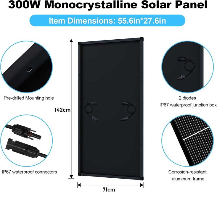 Nowy panel słoneczny / solar / fotowoltaika / 200W / 12 V/24 V !A235!