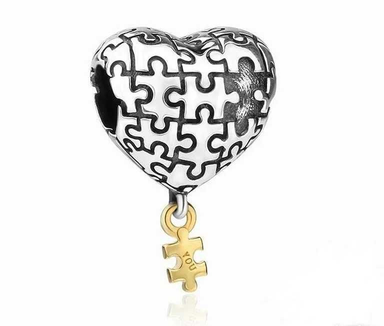 Pandora Charm Moments zawieszka serce puzzle miłość love