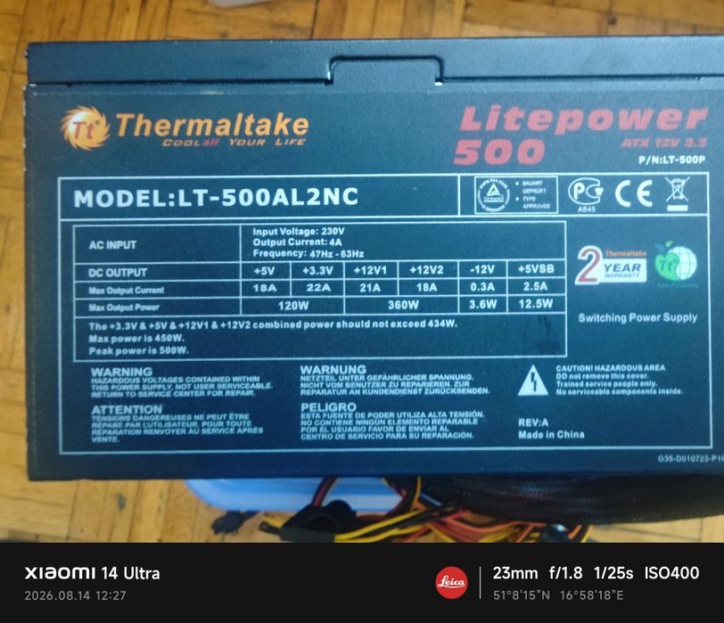 Zasilacz do komputera 500W Thermalike
