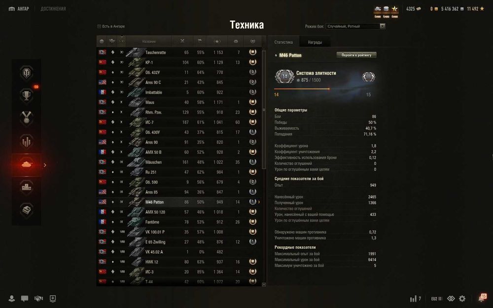 Продам аккаунт World of Tanks EU