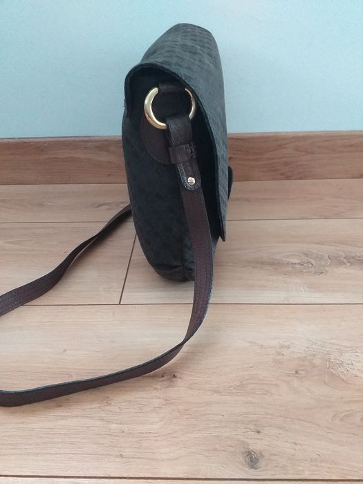 PREMIUM GHERARDINI UNIKAT oryginalna płótno i skóra torebka worek brąz