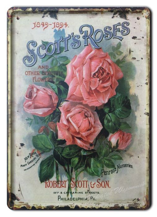 tabliczka metalowy szyld obrazek retro kwiaty