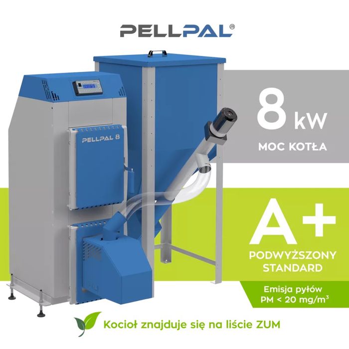 Kocioł 8 kW 5 klasa ecodesign na PELLET do 100m2