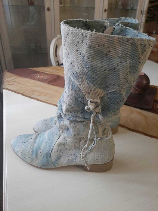 сапоги  красивые джинсовые р 37