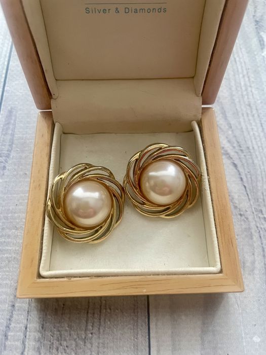 Вінтажні сережки перлини золотисті американський вінтаж