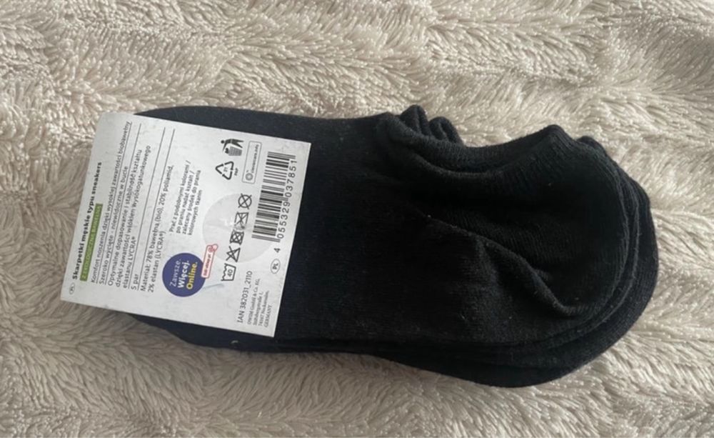 Skarpetki męskie typu sneakersy - stopki czarne 39-42