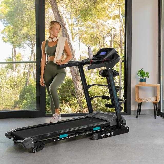 Passadeira eléctrica de corrida dobrável - Cecotec - DrumFit WayHome 1600 Obelia Ultraflex Pro, com Cinto de Massagem, Halteres, etc