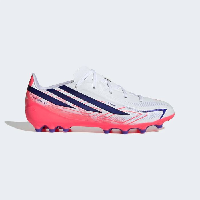Chuteiras de Futebol Criança F50 Hyperfast League AG Branco/Violeta