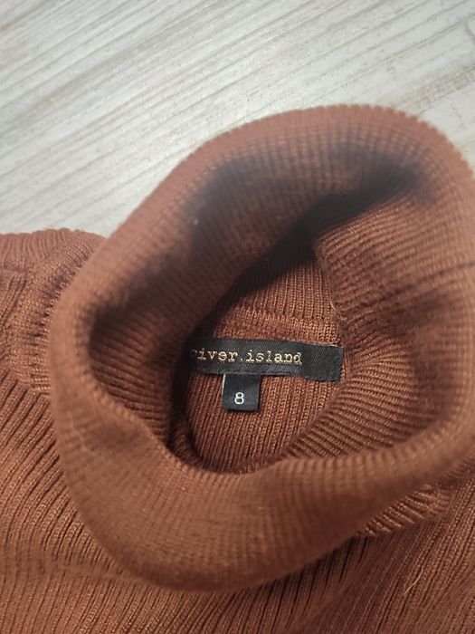 River Island 34 XS sweter damski golf długi rękaw prążek dopasowany