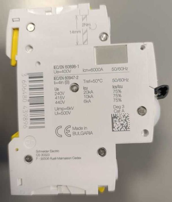 Wyłącznik nadprądowy 3P B 6A 6kA AC iC60N‑B6‑3 A9F03306 SCHNEIDER