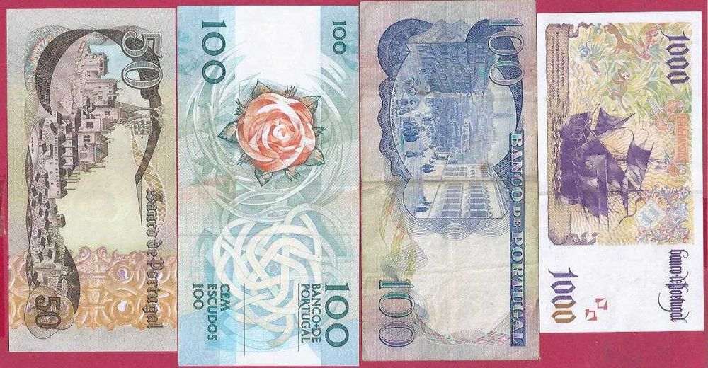 NOTAS  7 Republica  1.000 esc 100 esc  50 esc 20 escudos