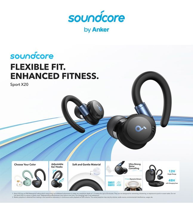 Навушники Anker SoundCore Sport X20 (Black)