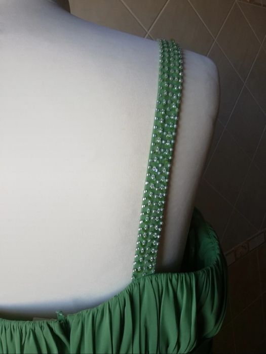 Vestido de cerimónia comprido, em verde alface
