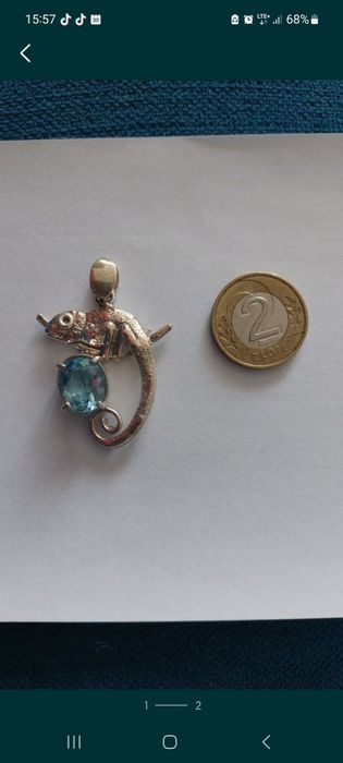 Zawieszka,  wisiorek srebro kameleon blue topaz