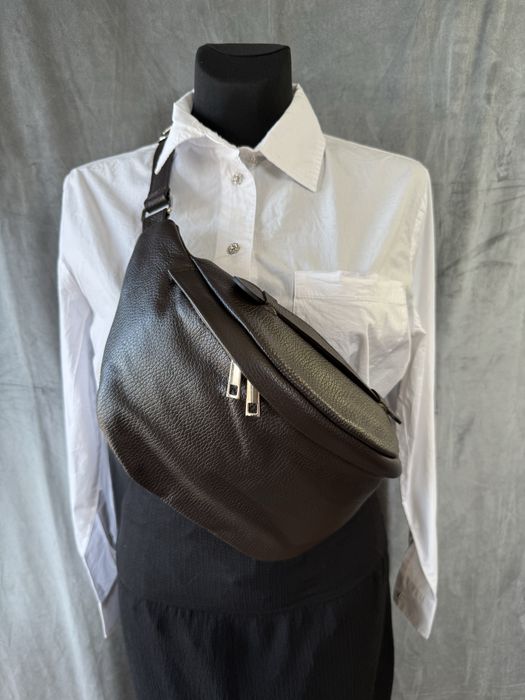 Nerka z rączką czekolada skóra naturalna Włoska - nowa