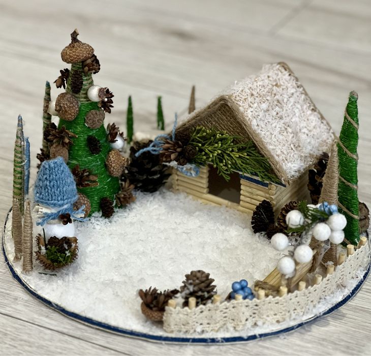 Зимові новорічні композиції, новогодние поделки, поробки, аплікаціі