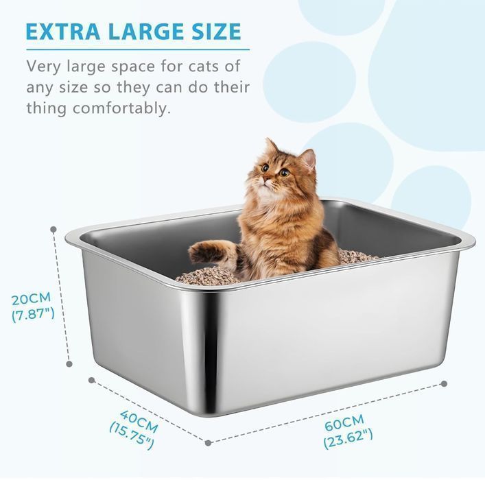 Kuweta Dla Kota Ze Stali Nierdzewnej, 60 × 40 × 20 Cm Duża Powystawowy