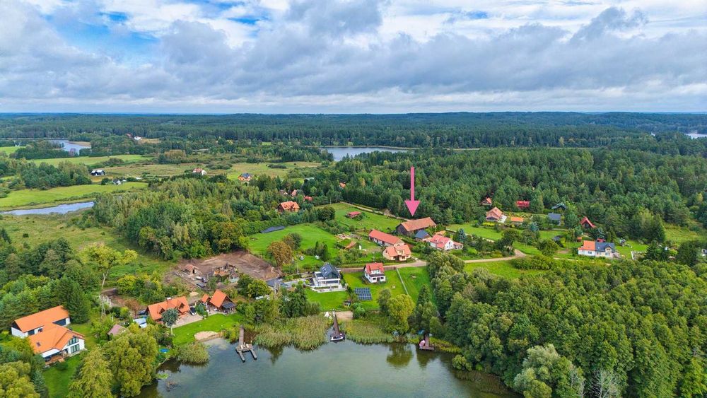 Wyjątkowy domek , działka 3553 m² nad jeziorem Kalwa