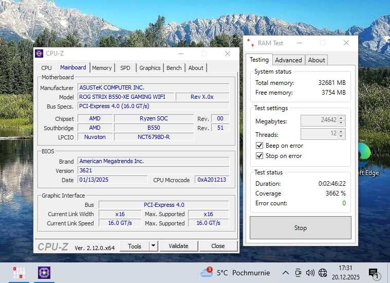 Ram DDR4 32GB plus płyta główna Asus B550-XE