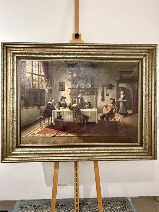 Bruno Blätter Scena Biesiadna |Monumentalny Obraz Olejny na płótnie