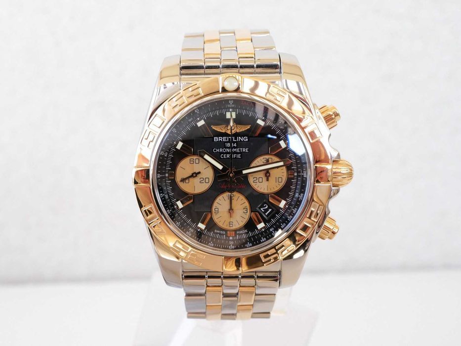 Breitling Chronomat Steel 18K Rose Gold Black Dial 44mm