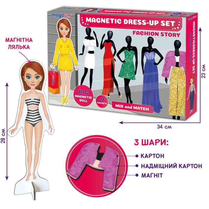 Гра магнітна настільна одягалка "Fashion story" Magdum ML4032-08 EN