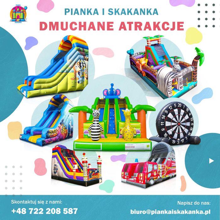 Wynajem dmuchanców / Dmuchane zjezdzalnie / Byk Rodeo / Tor przeszkód